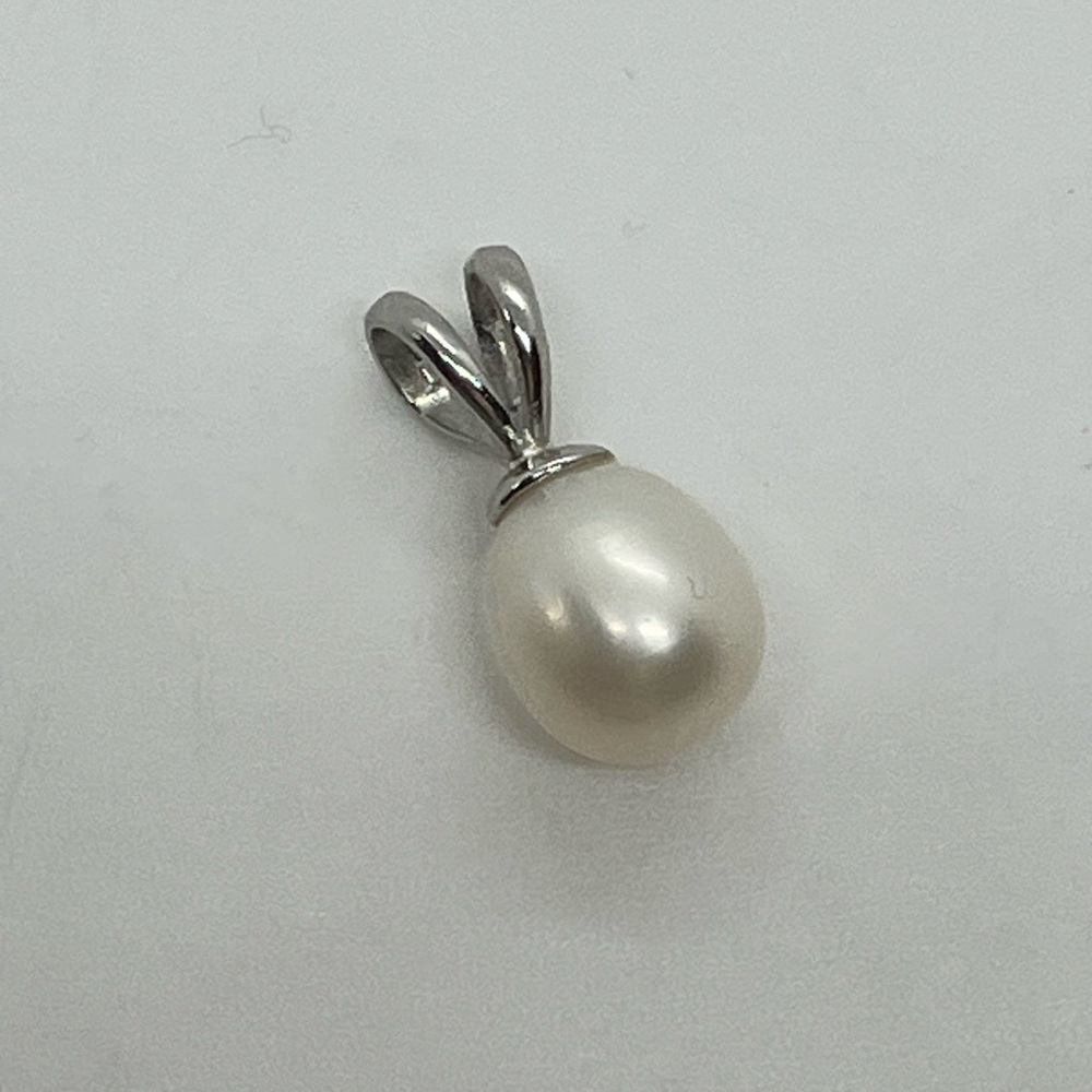 Vtg 925 Sterling Silver White Freshwater Pearl Pendant Classic Minimalist